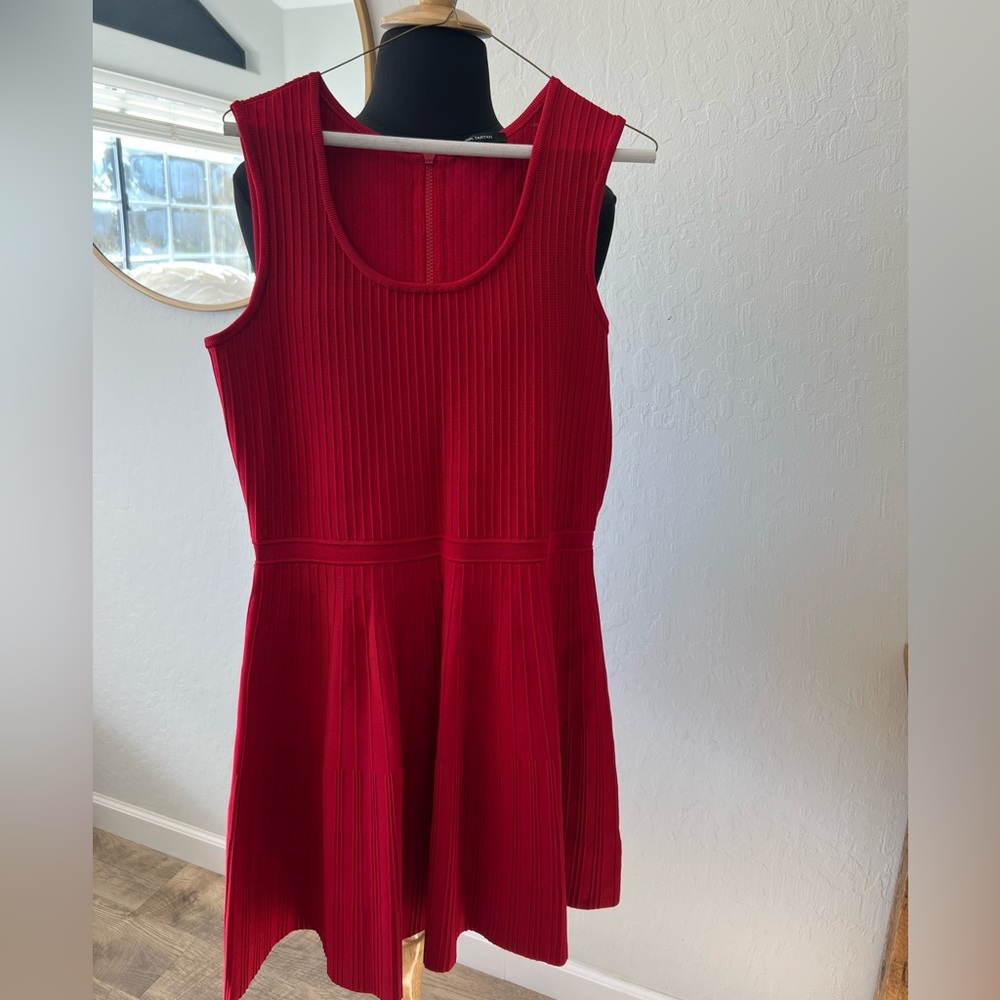 PINK TARTAN stretch flounce party dress